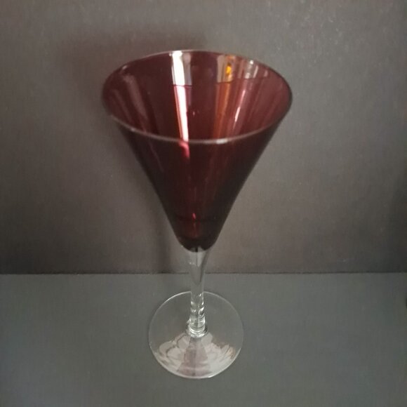 Pottery Barn Amethyst Fluted Champagne Glass Purple Stemware Elegant Holiday 9" - Picture 2 of 10